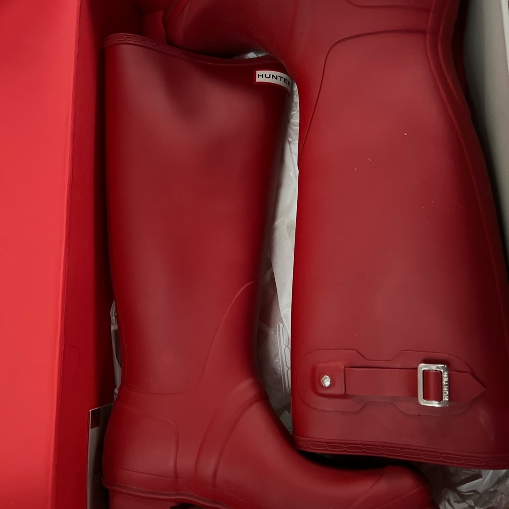 Red Hunter rain boots